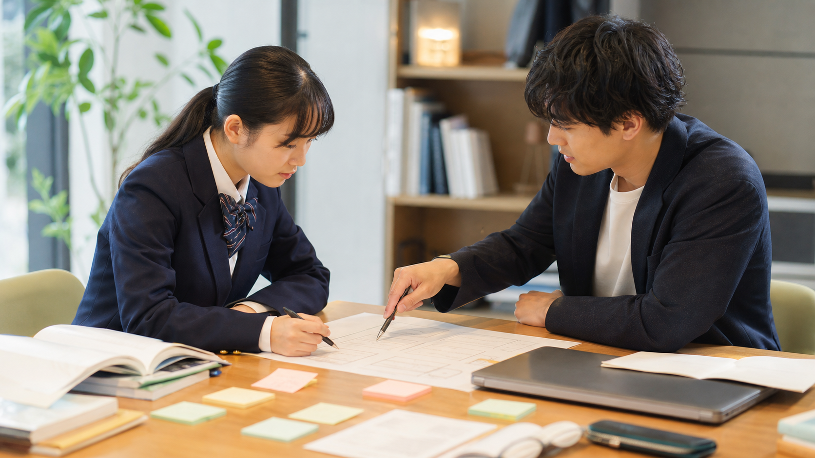 志望理由書を相談している様子
